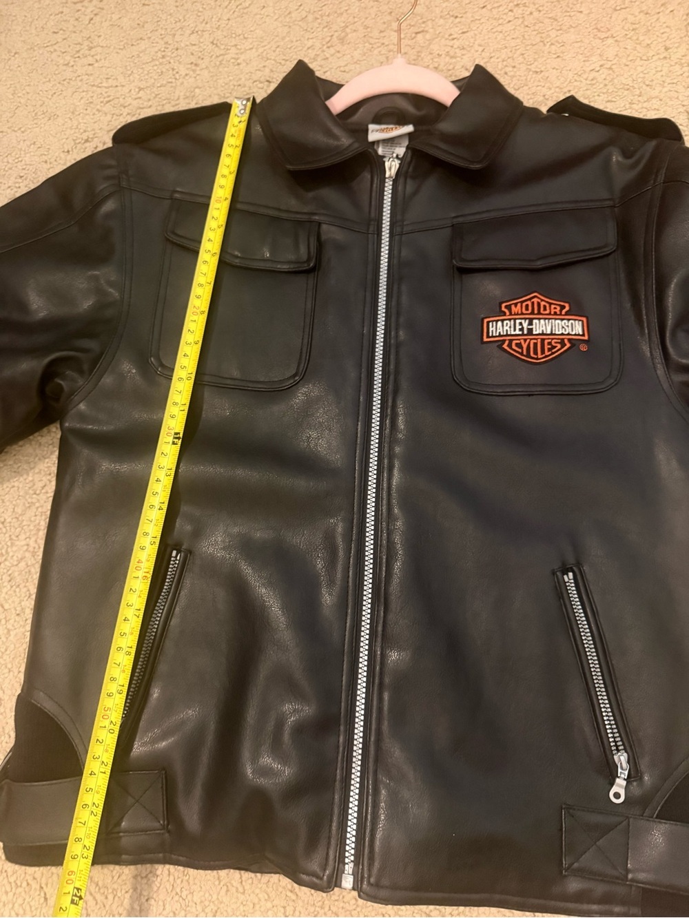 Harley-Davidson Women’s Black Faux Leather Moto Jacket Embroidered Logo M - Picture 6 of 11